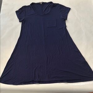 Blue Relaxed Fit T-Shirt dress with Crew Neck and Short Sleeves